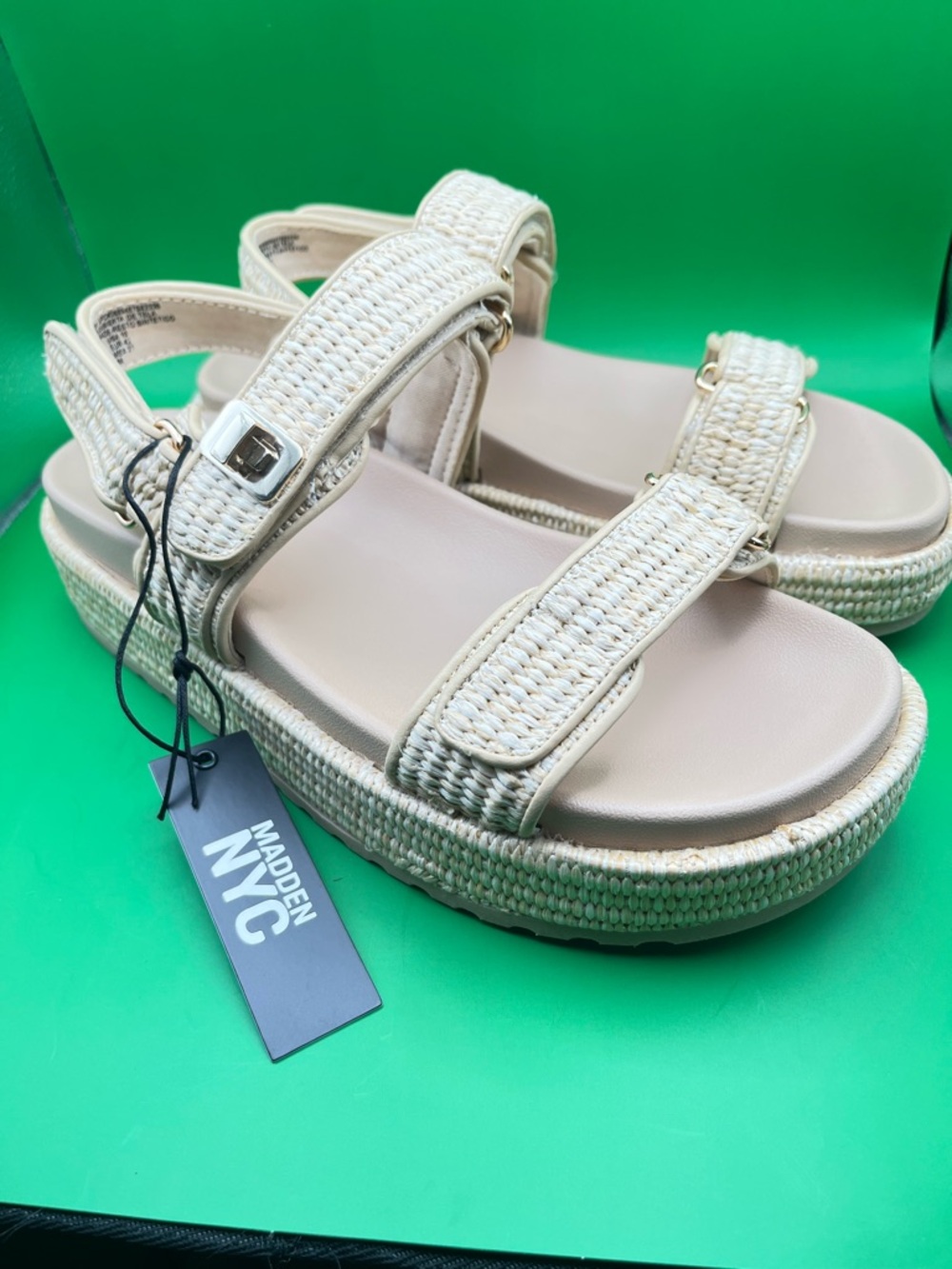 Madden NYC New Women's Cream Woven Platform Sandals